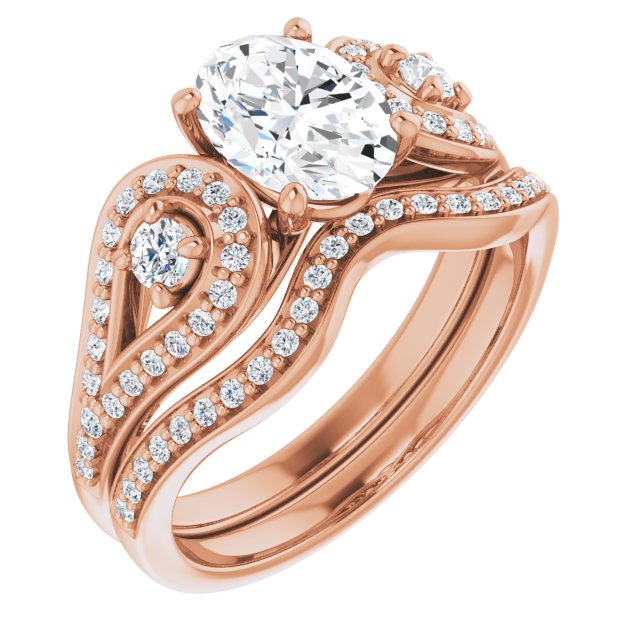 1.83 tcw Oval Diamond D/VVS2+ Modern Three Stone Engagement Ring in 18KR | AllComponents_ViewA 1.83 tcw Oval Diamond D/VVS2+ Modern Three Stone Engagement Ring in 18KR | AllComponents_ViewA