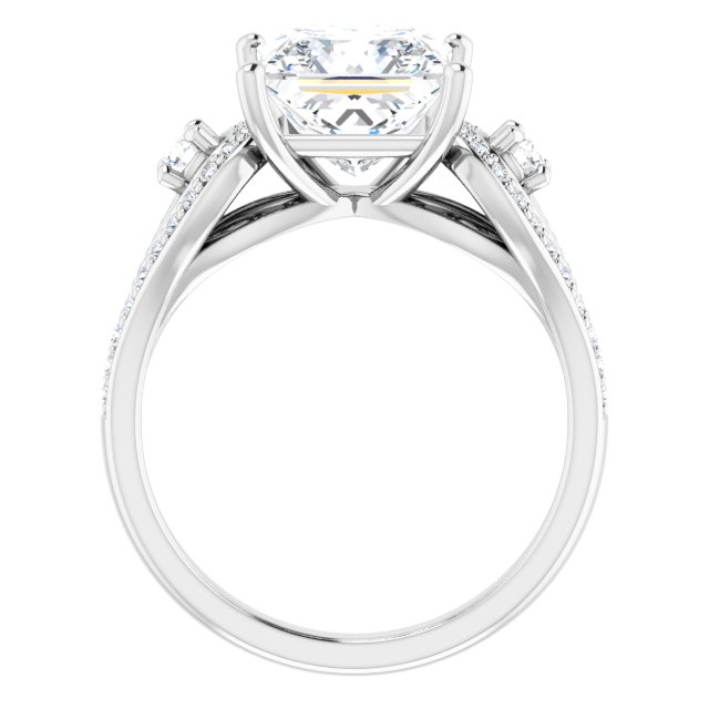 3.43 tcw Square Lab-Grown D/VVS2+ Modern Three Stone Engagement Ring in 18KW | ViewB_4 3.43 tcw Square Lab-Grown D/VVS2+ Modern Three Stone Engagement Ring in 18KW | ViewB_4