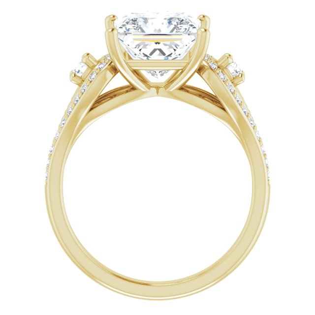 3.43 tcw Square Diamond EF/VS1+ Modern Three Stone Engagement Ring in 14KY | ViewB_4 3.43 tcw Square Diamond EF/VS1+ Modern Three Stone Engagement Ring in 14KY | ViewB_4