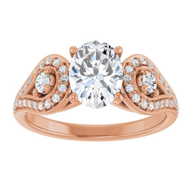 1.83 tcw Oval Diamond D/VVS2+ Modern Three Stone Engagement Ring in 18KR | ViewS 1.83 tcw Oval Diamond D/VVS2+ Modern Three Stone Engagement Ring in 18KR | ViewS