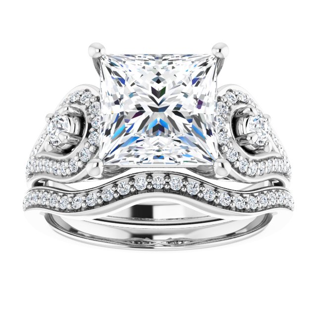 3.43 tcw Square Lab-Grown D/VVS2+ Modern Three Stone Engagement Ring in 18KW | AllComponents_ViewS 3.43 tcw Square Lab-Grown D/VVS2+ Modern Three Stone Engagement Ring in 18KW | AllComponents_ViewS