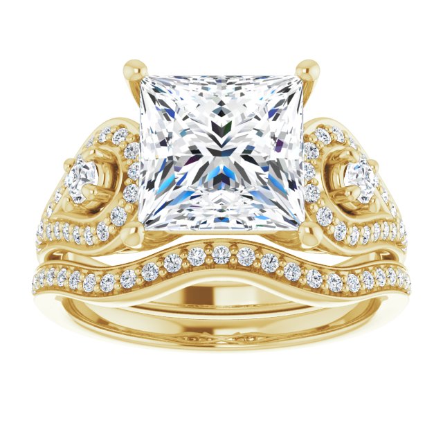 3.43 tcw Square Diamond EF/VS1+ Modern Three Stone Engagement Ring in 14KY | AllComponents_ViewS 3.43 tcw Square Diamond EF/VS1+ Modern Three Stone Engagement Ring in 14KY | AllComponents_ViewS
