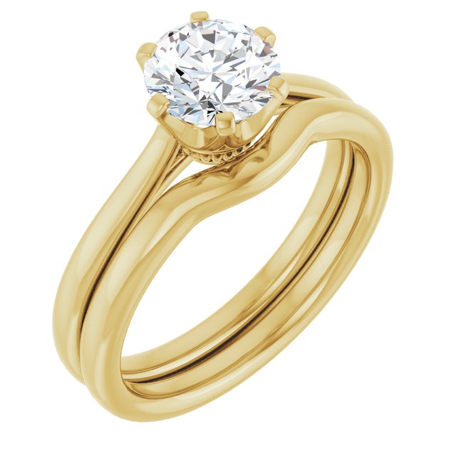 1.00 carat Round Lab-Grown D/VVS2+ Modern Solitaire Engagement Ring in 18KY | AllComponents_ViewA