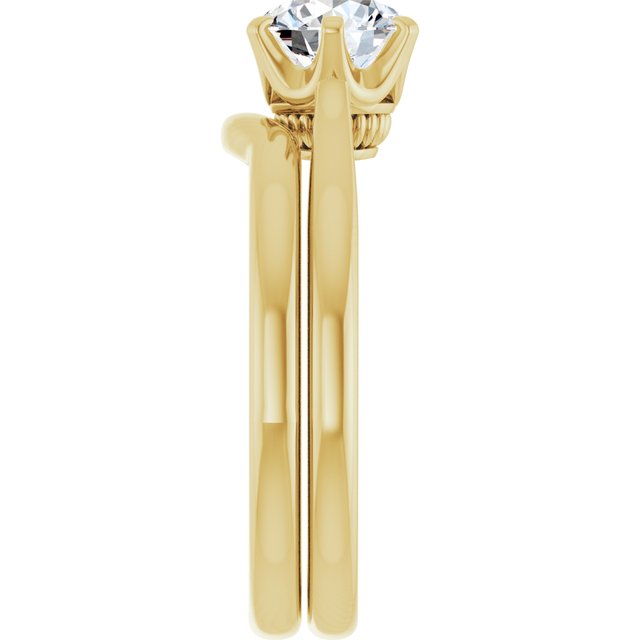 1.00 carat Round Lab-Grown D/VVS2+ Modern Solitaire Engagement Ring in 18KY | AllComponents_ViewE