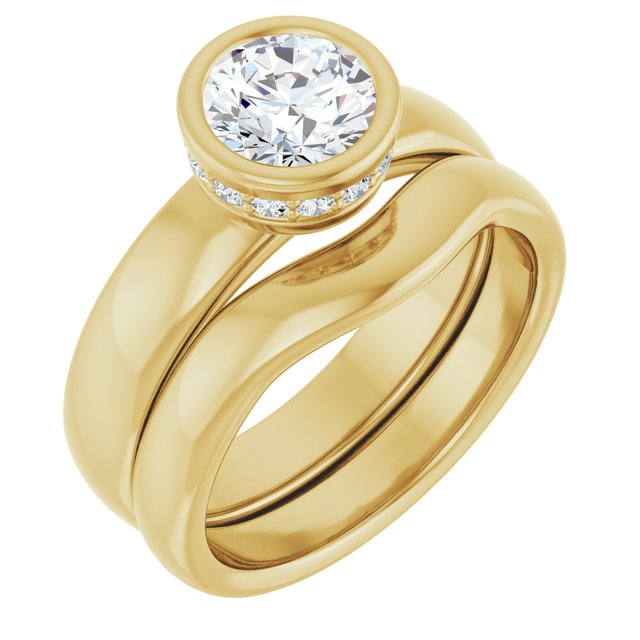 1.18 carat Round Lab-Grown GH/VS2+ Bezel Solitaire Engagement Ring in 14KY | AllComponents_ViewA