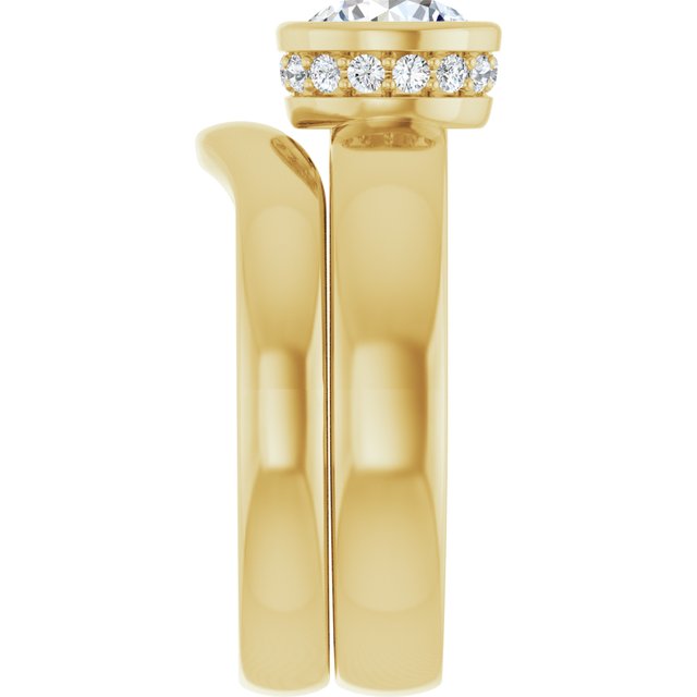 1.18 carat Round Lab-Grown GH/VS2+ Bezel Solitaire Engagement Ring in 14KY | AllComponents_ViewE