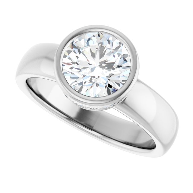 1.71 carat Round Lab-Grown GH/VS2+ Bezel Solitaire Engagement Ring in 14KW | View5 1.71 carat Round Lab-Grown GH/VS2+ Bezel Solitaire Engagement Ring in 14KW | View5
