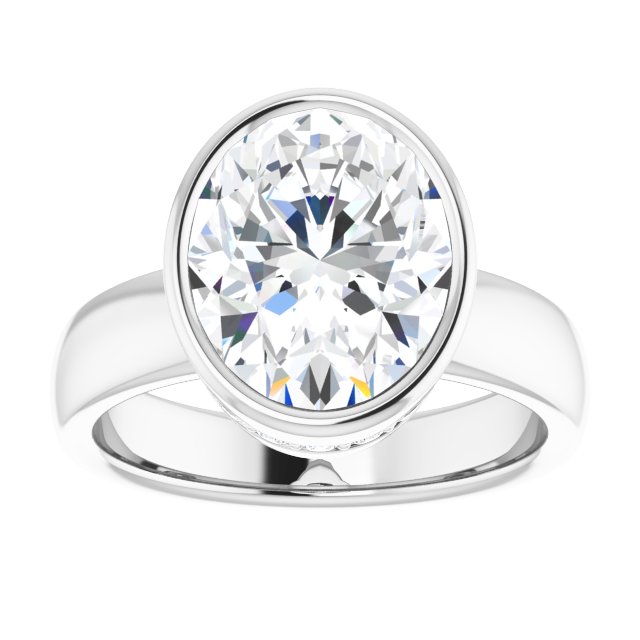 4.46 carat Oval Lab-Grown GH/VS2+ Bezel Solitaire Engagement Ring in PLAT | ViewS 4.46 carat Oval Lab-Grown GH/VS2+ Bezel Solitaire Engagement Ring in PLAT | ViewS