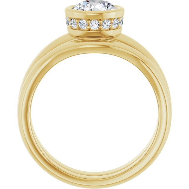 1.18 carat Round Lab-Grown GH/VS2+ Bezel Solitaire Engagement Ring in 14KY | AllComponents_ViewB_4