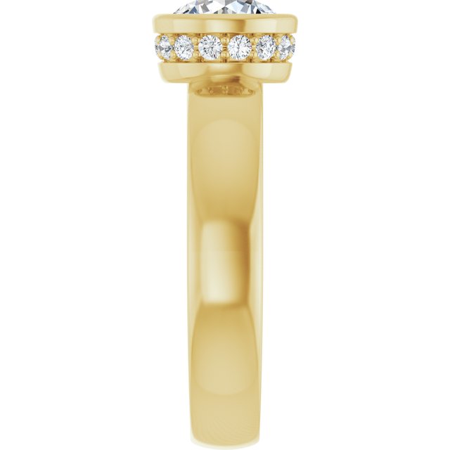 1.18 carat Round Lab-Grown GH/VS2+ Bezel Solitaire Engagement Ring in 14KY | ViewE
