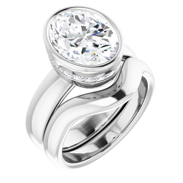 4.46 carat Oval Lab-Grown GH/VS2+ Bezel Solitaire Engagement Ring in PLAT | AllComponents_ViewA 4.46 carat Oval Lab-Grown GH/VS2+ Bezel Solitaire Engagement Ring in PLAT | AllComponents_ViewA