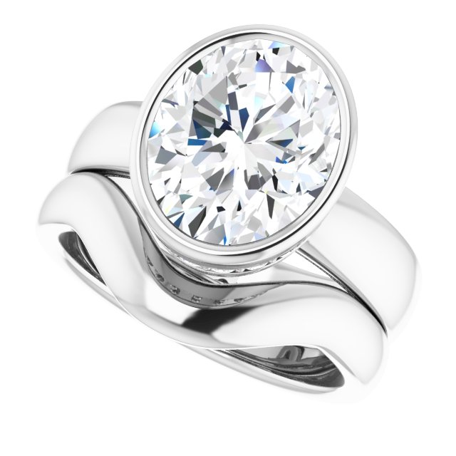 4.46 carat Oval Lab-Grown GH/VS2+ Bezel Solitaire Engagement Ring in PLAT | AllComponents_View5 4.46 carat Oval Lab-Grown GH/VS2+ Bezel Solitaire Engagement Ring in PLAT | AllComponents_View5