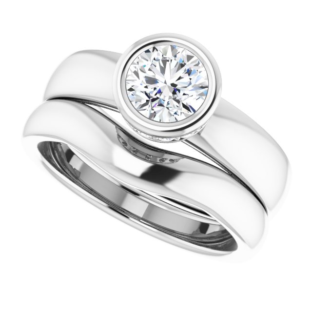 0.98 carat Round Diamond GH/VS2+ Bezel Solitaire Engagement Ring in 14KW | AllComponents_View5 0.98 carat Round Diamond GH/VS2+ Bezel Solitaire Engagement Ring in 14KW | AllComponents_View5