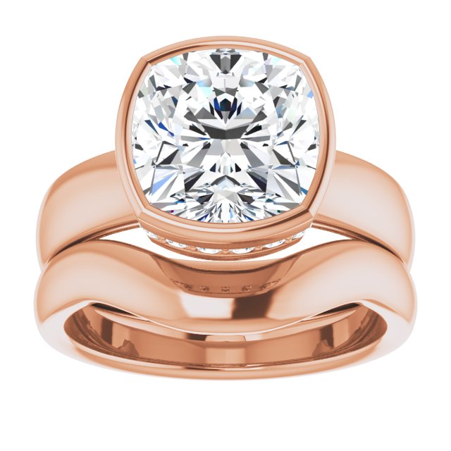 3.56 carat Cushion Diamond EF/VS1+ Bezel Solitaire Engagement Ring in 14KR | AllComponents_ViewS 3.56 carat Cushion Diamond EF/VS1+ Bezel Solitaire Engagement Ring in 14KR | AllComponents_ViewS