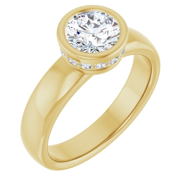 1.18 carat Round Lab-Grown GH/VS2+ Bezel Solitaire Engagement Ring in 14KY | ViewA