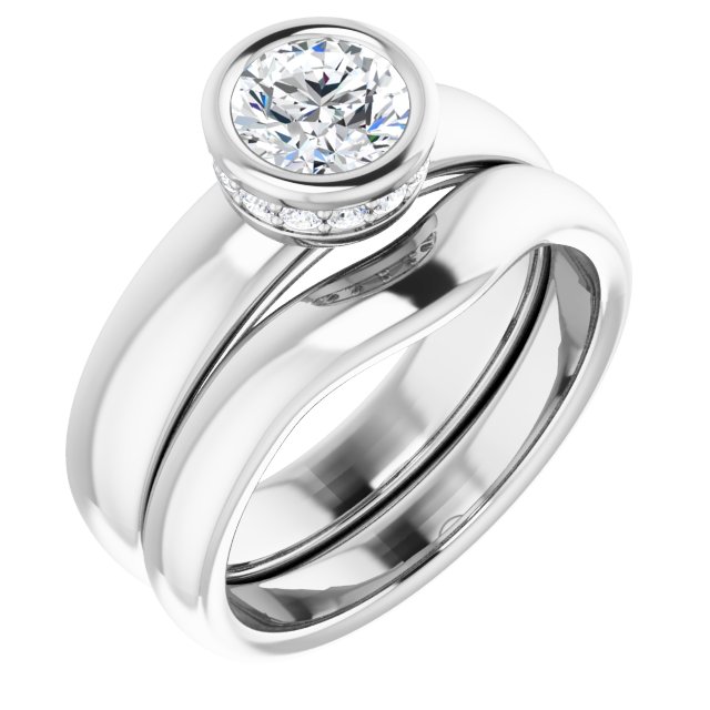 0.98 carat Round Diamond GH/VS2+ Bezel Solitaire Engagement Ring in 14KW | AllComponents_ViewA 0.98 carat Round Diamond GH/VS2+ Bezel Solitaire Engagement Ring in 14KW | AllComponents_ViewA