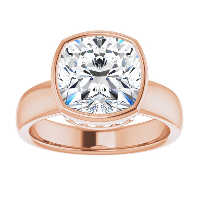 3.56 carat Cushion Diamond EF/VS1+ Bezel Solitaire Engagement Ring in 14KR | ViewS 3.56 carat Cushion Diamond EF/VS1+ Bezel Solitaire Engagement Ring in 14KR | ViewS