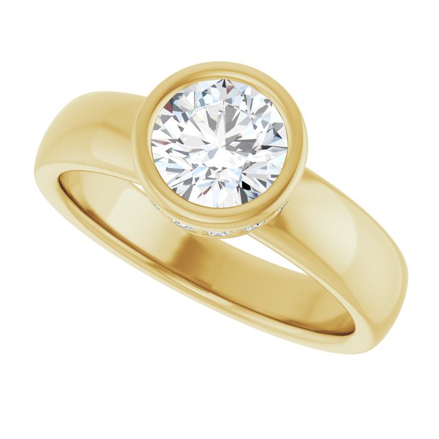 1.18 carat Round Lab-Grown GH/VS2+ Bezel Solitaire Engagement Ring in 14KY | View5