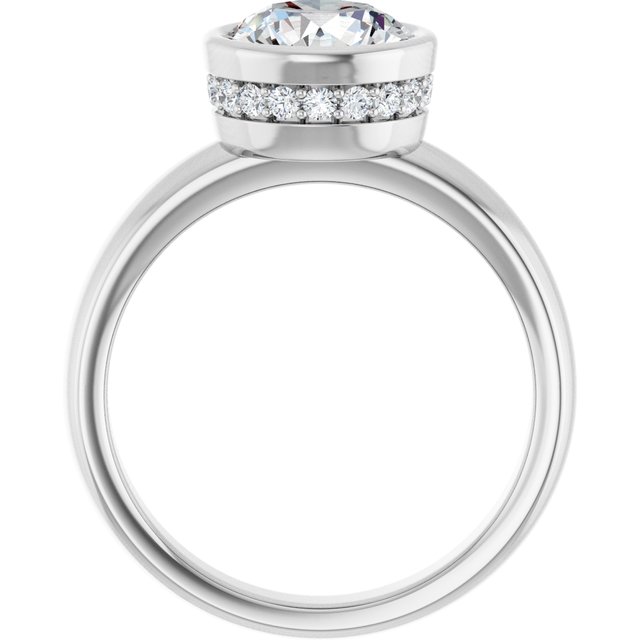 2.23 carat Round Moissanite DEF/VVS Bezel Solitaire Engagement Ring in PLAT | ViewB_4
