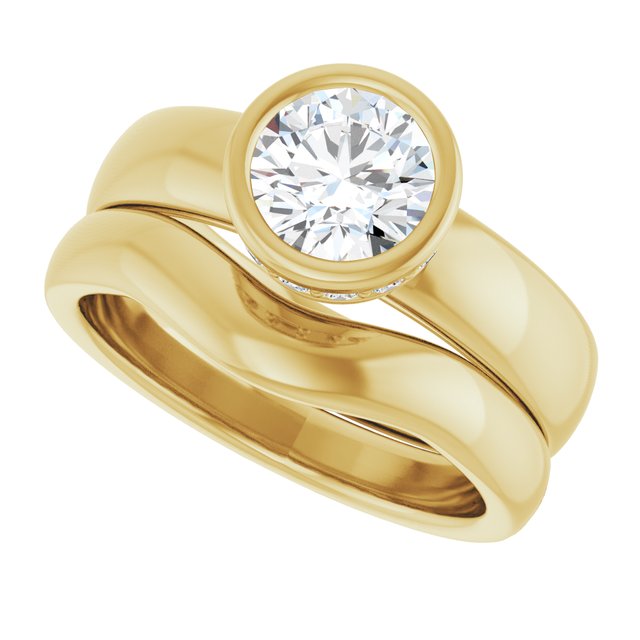 1.18 carat Round Lab-Grown GH/VS2+ Bezel Solitaire Engagement Ring in 14KY | AllComponents_View5