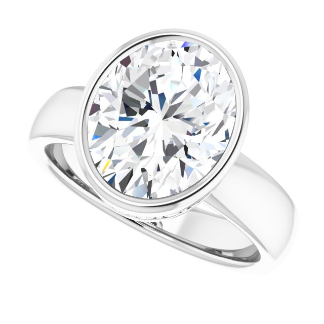 4.46 carat Oval Lab-Grown GH/VS2+ Bezel Solitaire Engagement Ring in PLAT | View5 4.46 carat Oval Lab-Grown GH/VS2+ Bezel Solitaire Engagement Ring in PLAT | View5