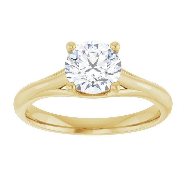 1.00 carat Round Diamond D/VVS2+ Trellis Solitaire Engagement Ring in 14KY | ViewS