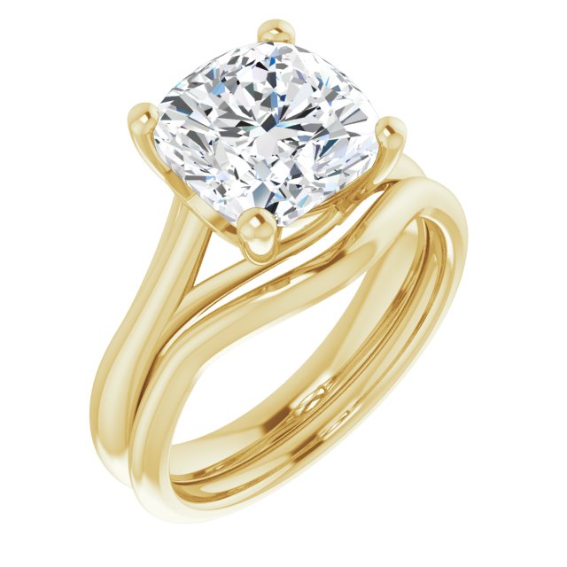 3.30 carat Cushion Diamond D/VVS2+ Trellis Solitaire Engagement Ring in 18KY | AllComponents_ViewA