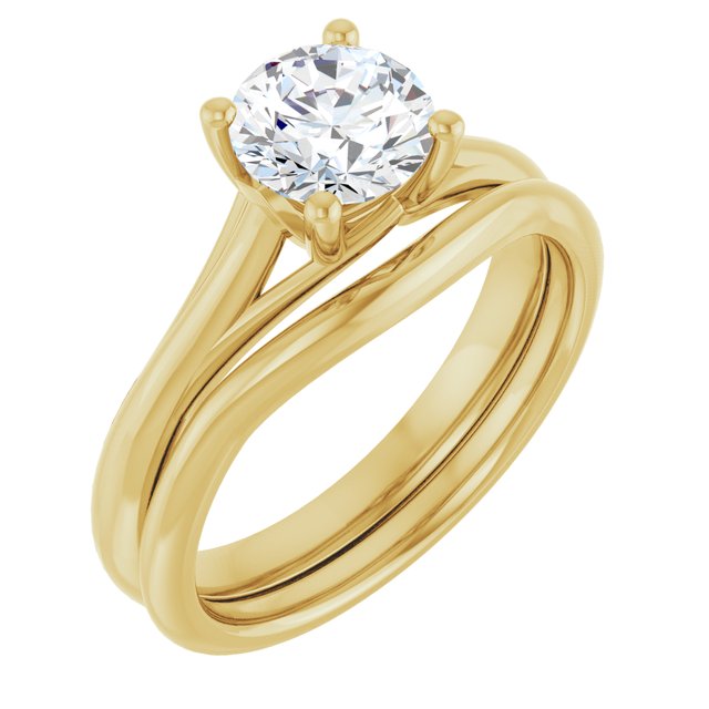 1.00 carat Round Diamond D/VVS2+ Trellis Solitaire Engagement Ring in 14KY | AllComponents_ViewA