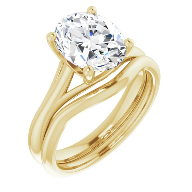 3.00 carat Oval Moissanite DEF/VVS Trellis Solitaire Engagement Ring in 14KY | AllComponents_ViewA 3.00 carat Oval Moissanite DEF/VVS Trellis Solitaire Engagement Ring in 14KY | AllComponents_ViewA