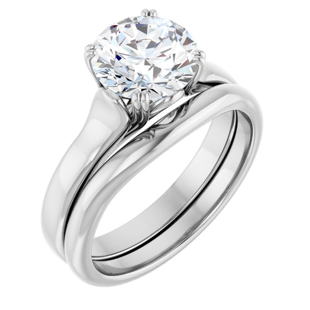 2.00 carat Round Moissanite DEF/VVS Modern Solitaire Engagement Ring in 14KW | AllComponents_ViewA 2.00 carat Round Moissanite DEF/VVS Modern Solitaire Engagement Ring in 14KW | AllComponents_ViewA