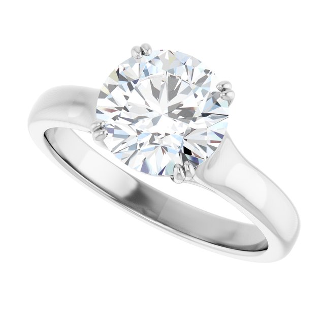 2.00 carat Round Moissanite DEF/VVS Modern Solitaire Engagement Ring in 14KW | View5 2.00 carat Round Moissanite DEF/VVS Modern Solitaire Engagement Ring in 14KW | View5