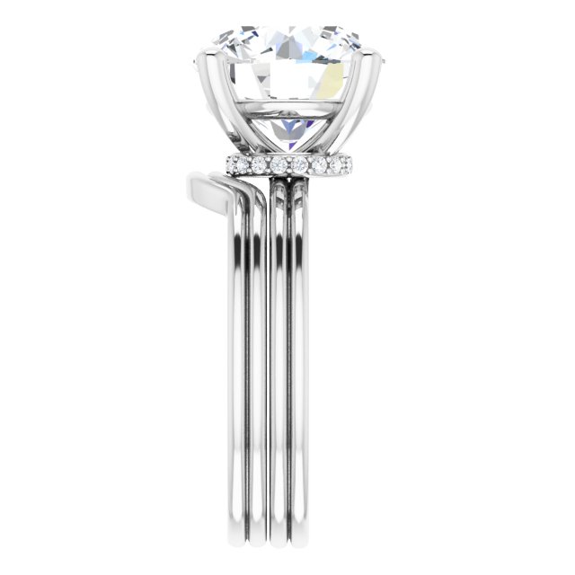 4.84 Tcw Round Moissanite DEF/VVS Modern Hidden Halo Engagement Ring in 14KW | AllComponents_ViewE 4.84 Tcw Round Moissanite DEF/VVS Modern Hidden Halo Engagement Ring in 14KW | AllComponents_ViewE