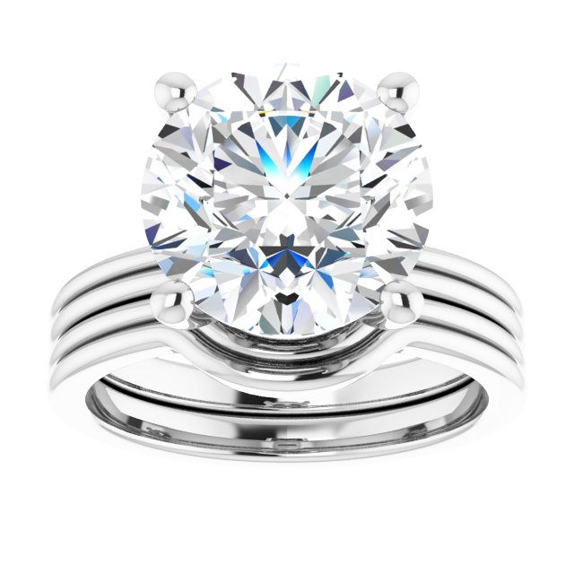 4.84 Tcw Round Moissanite DEF/VVS Modern Hidden Halo Engagement Ring in 14KW | AllComponents_ViewS 4.84 Tcw Round Moissanite DEF/VVS Modern Hidden Halo Engagement Ring in 14KW | AllComponents_ViewS