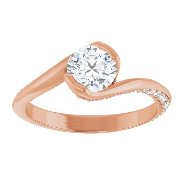 1.09 Round Diamond GH/VS2+ Twisted Sidestone Engagement Ring in 14KR | ViewS