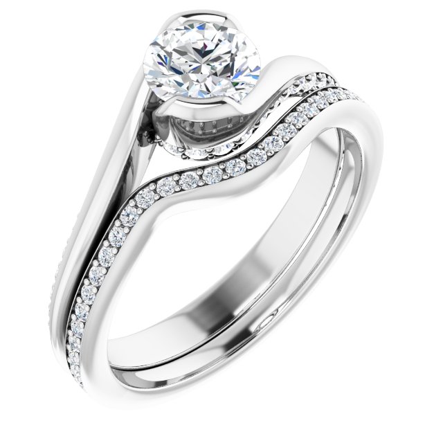 0.89 Round Diamond D/VVS2+ Twisted Sidestone Engagement Ring in PLAT | AllComponents_ViewA 0.89 Round Diamond D/VVS2+ Twisted Sidestone Engagement Ring in PLAT | AllComponents_ViewA