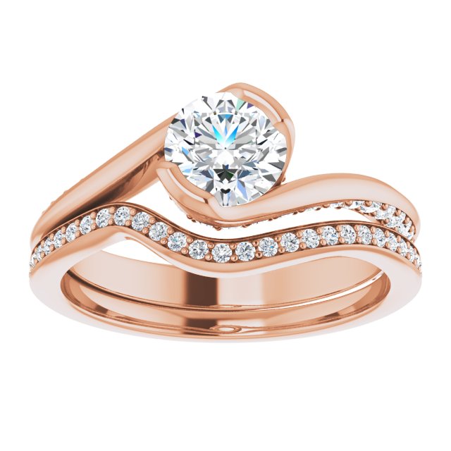 1.09 Round Diamond GH/VS2+ Twisted Sidestone Engagement Ring in 14KR | AllComponents_ViewS