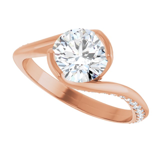 1.50 Round Diamond D/VVS2+ Twisted Sidestone Engagement Ring in 14KR | View5 1.50 Round Diamond D/VVS2+ Twisted Sidestone Engagement Ring in 14KR | View5