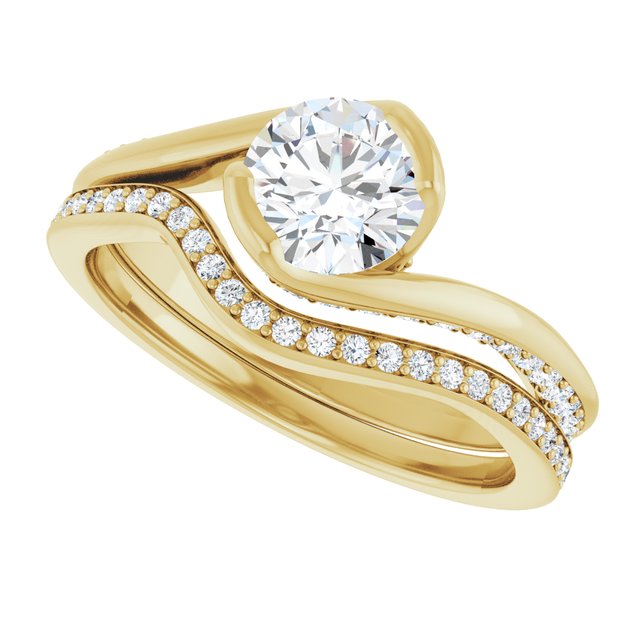 1.10 Round Diamond GH/VS2+ Twisted Sidestone Engagement Ring in 18KY | AllComponents_View5