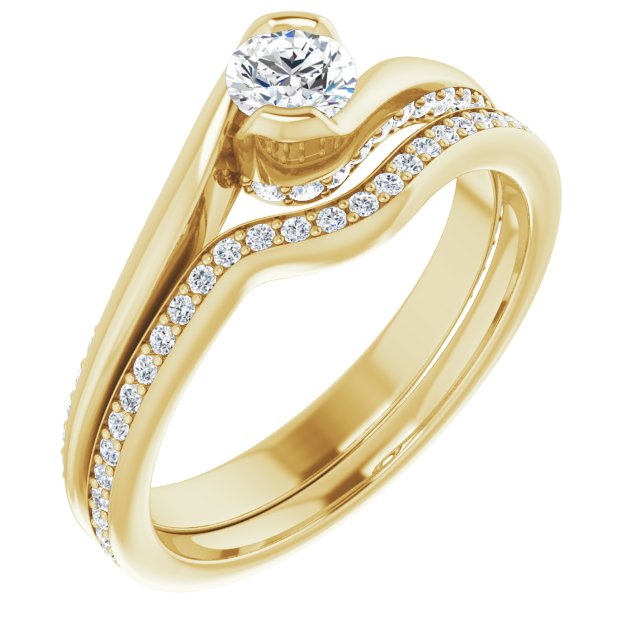 0.52 Round Diamond GH/VS2+ Twisted Sidestone Engagement Ring in 14KY | AllComponents_ViewA 0.52 Round Diamond GH/VS2+ Twisted Sidestone Engagement Ring in 14KY | AllComponents_ViewA