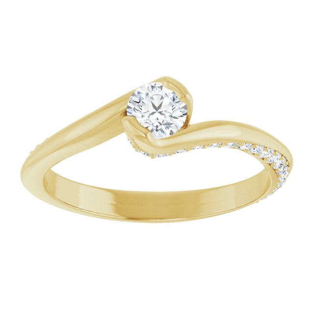 0.52 Round Diamond GH/VS2+ Twisted Sidestone Engagement Ring in 14KY | ViewS 0.52 Round Diamond GH/VS2+ Twisted Sidestone Engagement Ring in 14KY | ViewS