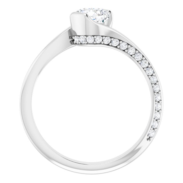 0.89 Cushion Moissanite DEF/VVS Twisted Sidestone Engagement Ring in 14KW | ViewB_4 0.89 Cushion Moissanite DEF/VVS Twisted Sidestone Engagement Ring in 14KW | ViewB_4