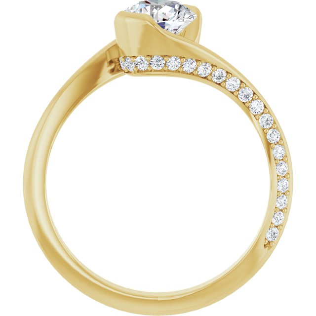 1.10 Round Diamond GH/VS2+ Twisted Sidestone Engagement Ring in 18KY | ViewB_4
