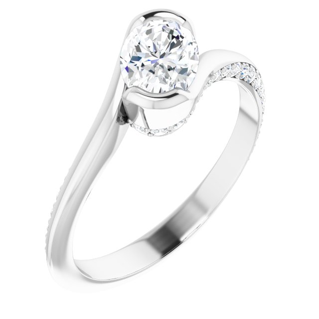 1.19 Oval Lab-Grown EF/VS1+ Twisted Sidestone Engagement Ring in 14KW | ViewA