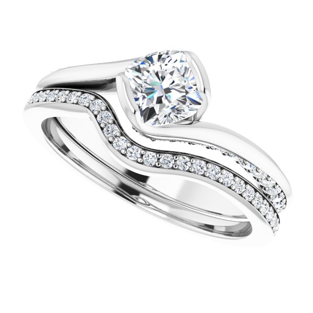 0.89 Cushion Moissanite DEF/VVS Twisted Sidestone Engagement Ring in 14KW | AllComponents_View5 0.89 Cushion Moissanite DEF/VVS Twisted Sidestone Engagement Ring in 14KW | AllComponents_View5