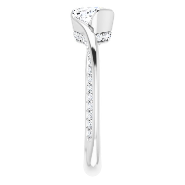 0.89 Cushion Moissanite DEF/VVS Twisted Sidestone Engagement Ring in 14KW | ViewE 0.89 Cushion Moissanite DEF/VVS Twisted Sidestone Engagement Ring in 14KW | ViewE