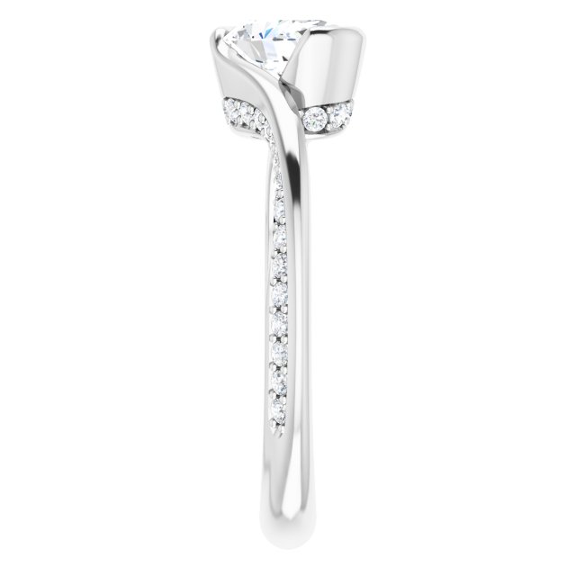 1.19 Oval Lab-Grown EF/VS1+ Twisted Sidestone Engagement Ring in 14KW | ViewE