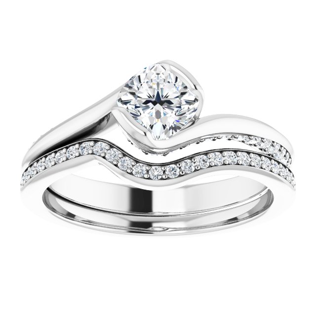0.89 Cushion Moissanite DEF/VVS Twisted Sidestone Engagement Ring in 14KW | AllComponents_ViewS 0.89 Cushion Moissanite DEF/VVS Twisted Sidestone Engagement Ring in 14KW | AllComponents_ViewS