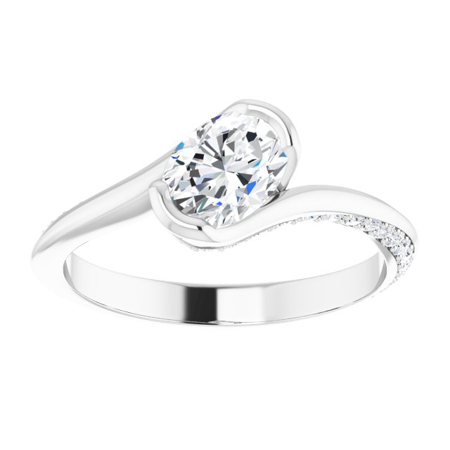 1.19 Oval Lab-Grown EF/VS1+ Twisted Sidestone Engagement Ring in 14KW | ViewS