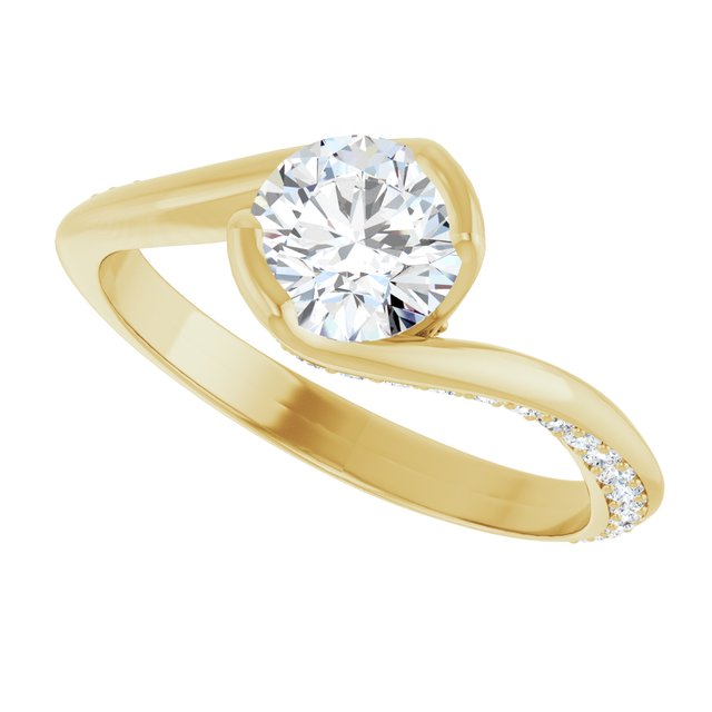 1.10 Round Diamond GH/VS2+ Twisted Sidestone Engagement Ring in 18KY | View5