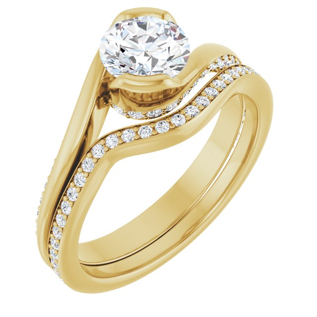 1.10 Round Diamond GH/VS2+ Twisted Sidestone Engagement Ring in 18KY | AllComponents_ViewA